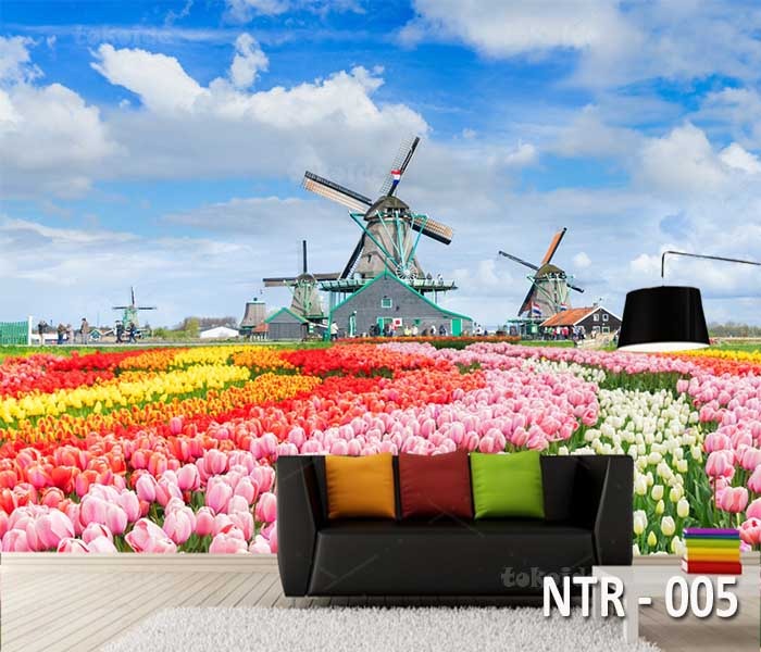 NTR 005 | Wallpaper Motif Pemandangan Bunga | Cetak Wallpaper Dinding