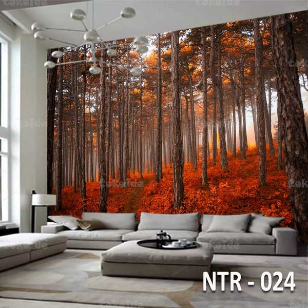NTR 024 | Wallpaper Motif Pemandangan Hutan Musim Gugur | Cetak Wallpaper Dinding