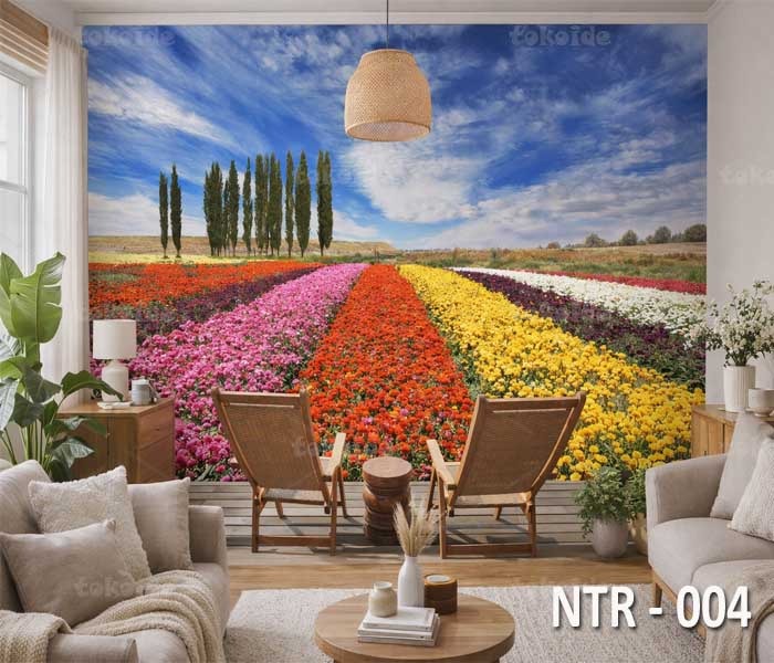 NTR 004 | Wallpaper Motif Pemandangan Bunga | Cetak Wallpaper Dinding