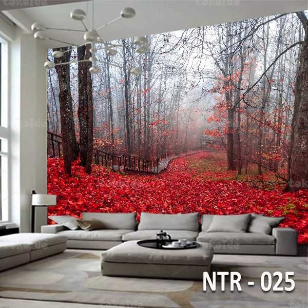 NTR 025 | Wallpaper Motif Pemandangan Hutan Musim Gugur | Cetak Wallpaper Dinding