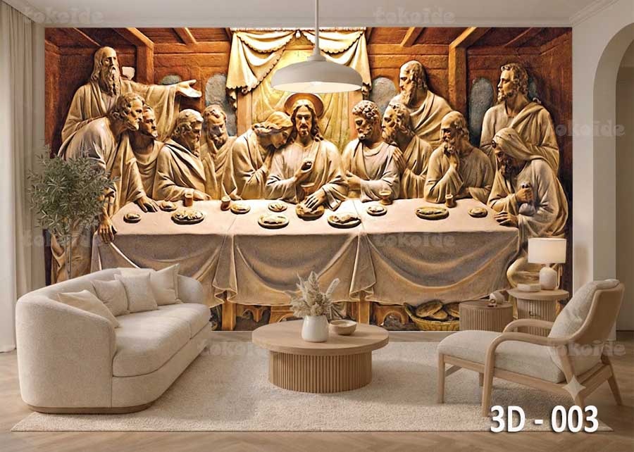 3D 003 | Wallpaper Motif Perjamuan Terakhir Maria Yesus | Cetak Wallpaper Dinding
