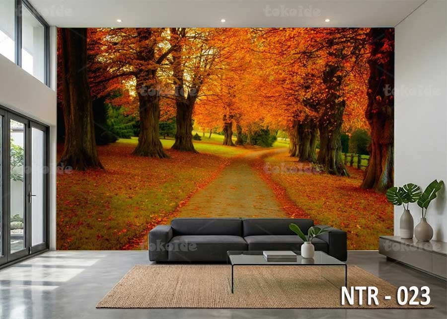 NTR 023 | Wallpaper Motif Pemandangan Hutan Musim Gugur | Cetak Wallpaper Dinding