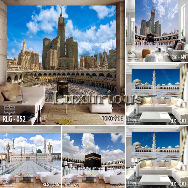 Wallpaper Custom 3D Dinding Sticker Kabah Stiker Mekah Walpaper Masjid Islami Religi Islamic Mesjid