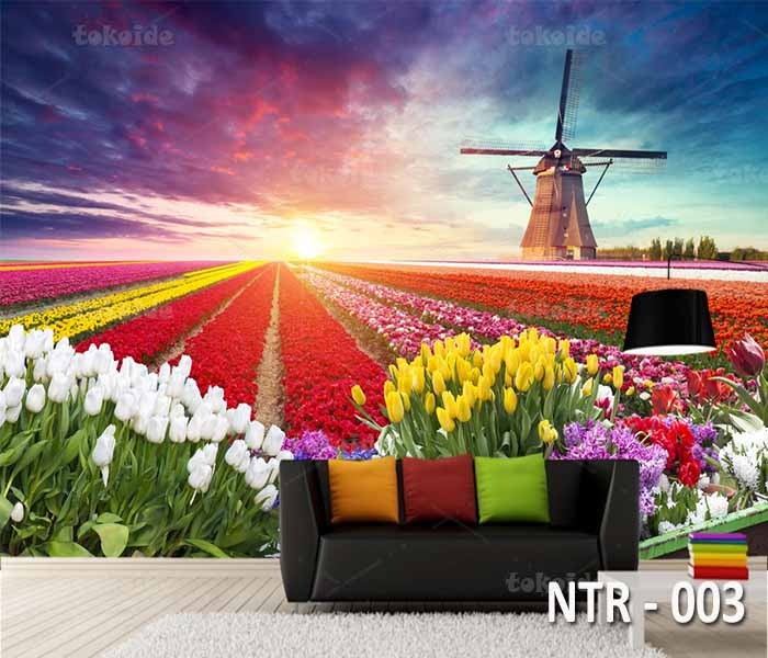 NTR 003 | Wallpaper Motif Pemandangan Bunga | Cetak Wallpaper Dinding