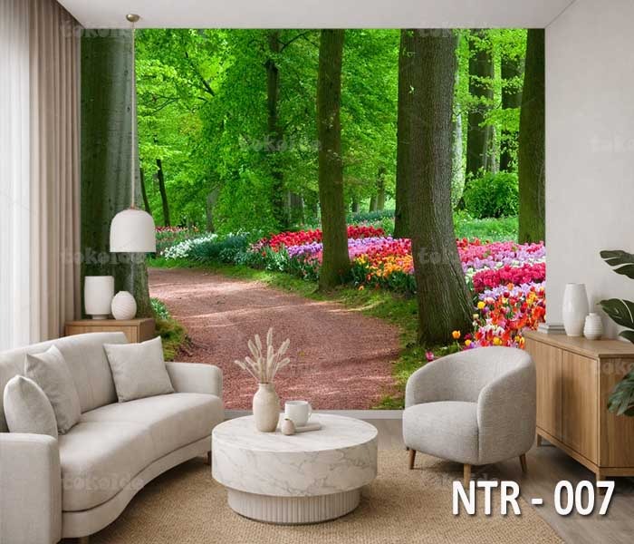 NTR 007 | Wallpaper Motif Pemandangan Hutan Bunga | Cetak Wallpaper Dinding