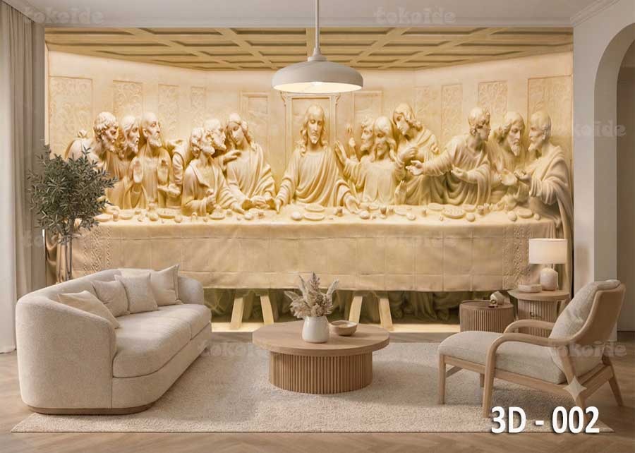 3D 002 | Wallpaper Motif Perjamuan Terakhir Maria Yesus | Cetak Wallpaper Dinding
